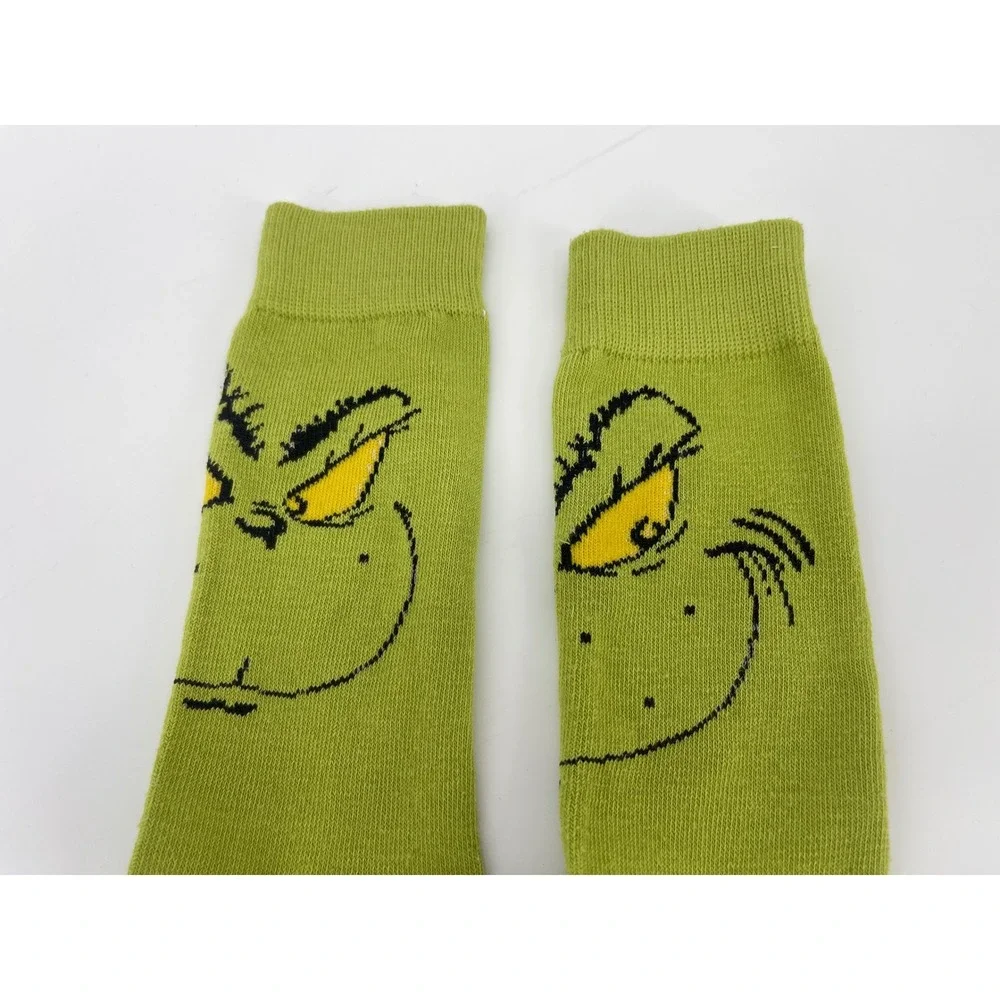 Dr. Seuss Grinch Crew Socks One Size Green Excellent Holiday Character 2023
